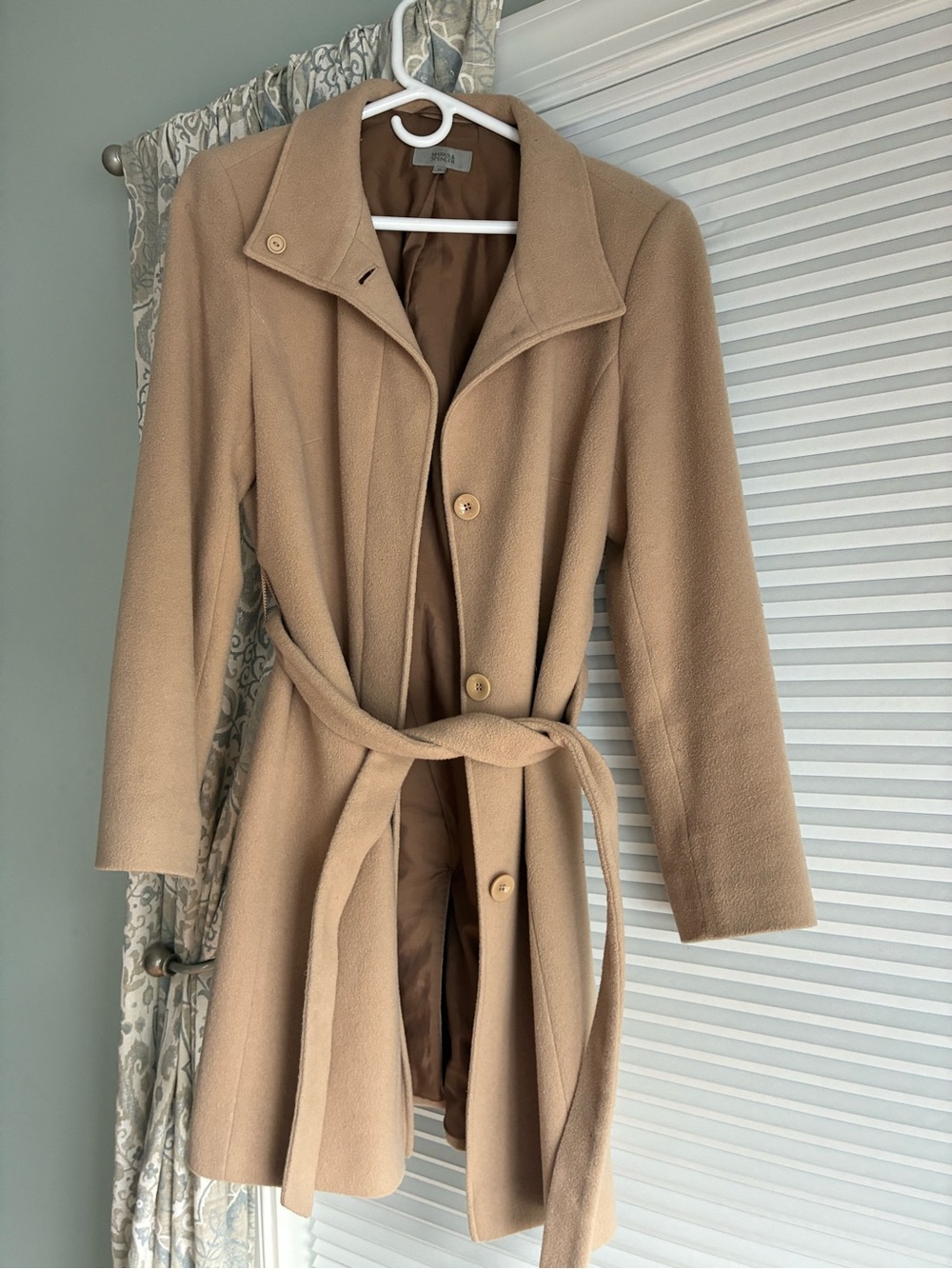 Women's Marks and Spencer’sCamel Belted Wool-Blend Coat